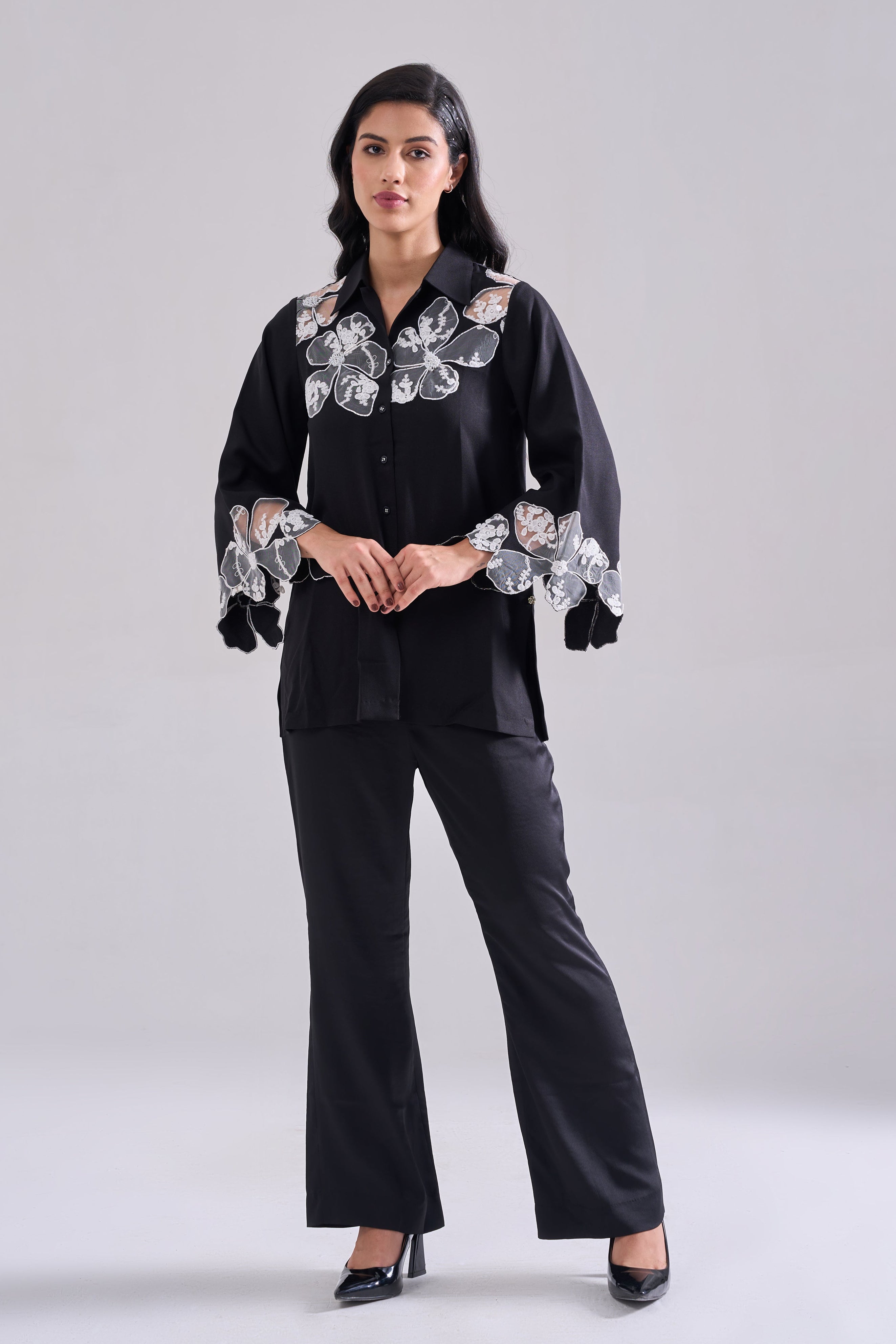 Flower Sequined Shirt