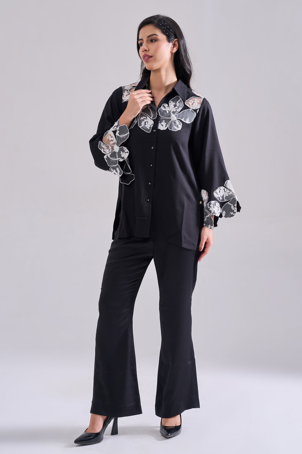 Flower Sequined Shirt