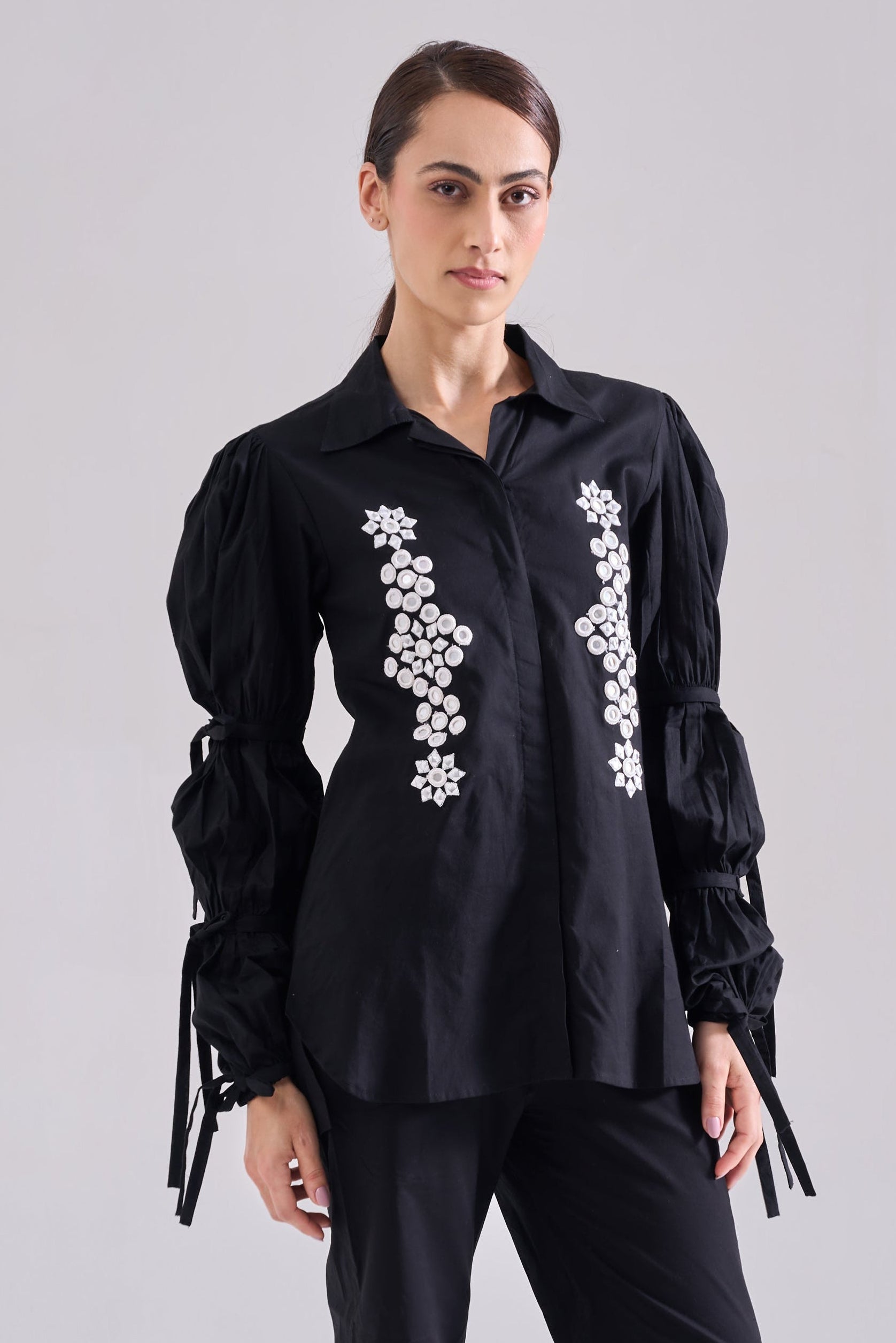 MIRROR Embroidered Shirt — front view | Haus of Handmade
