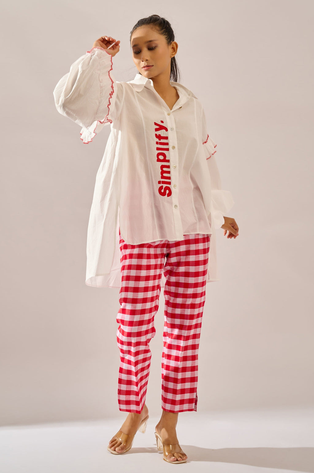 Simplify Shirt in white cotton — front view | Haus of Handmade