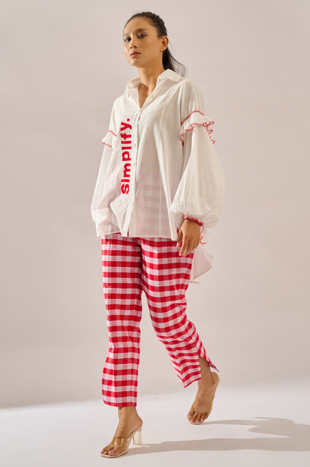 Simplify Shirt in white cotton — side view | Haus of Handmade