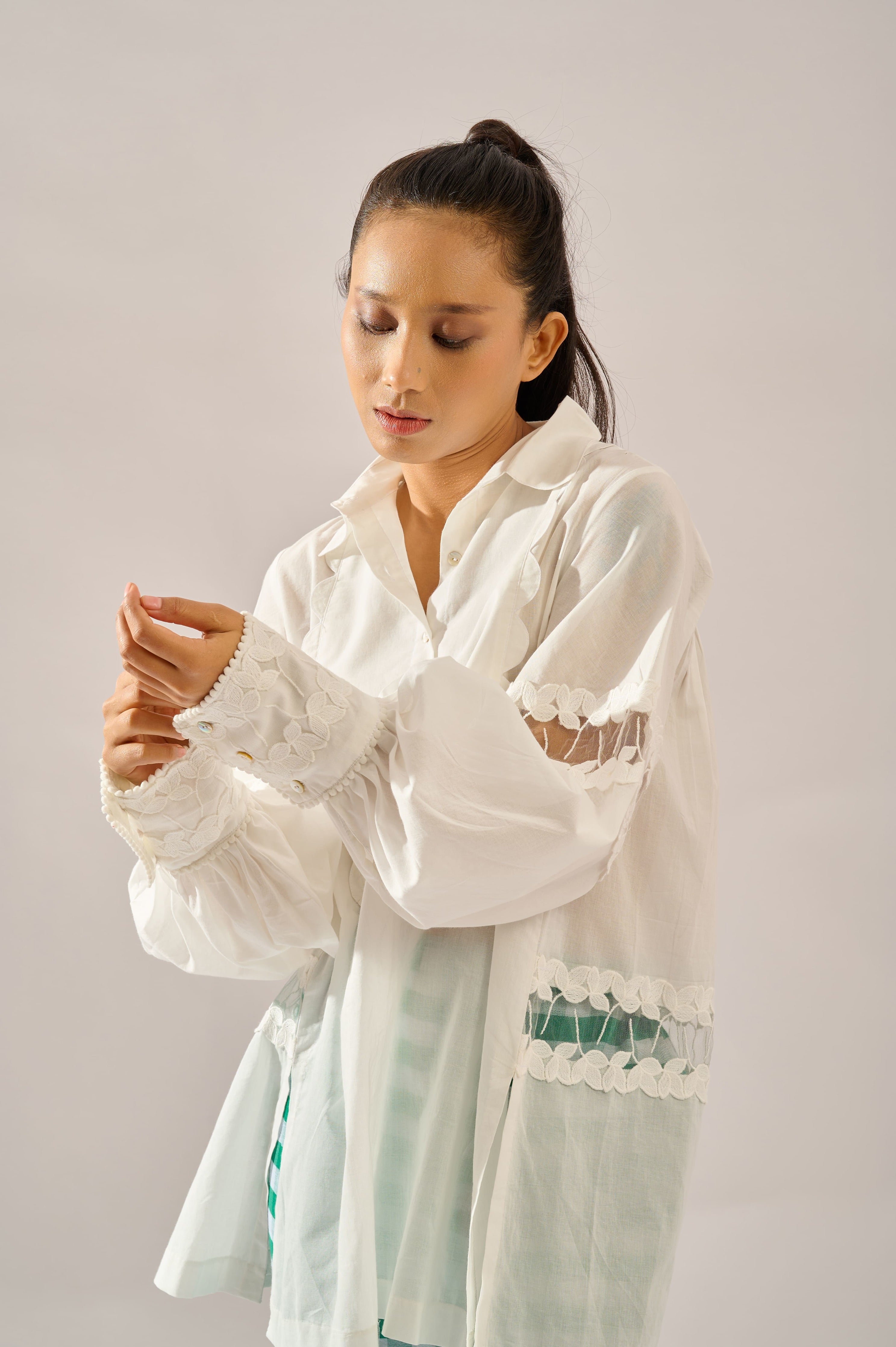 Dapper cotton shirt for women - Haus of Handmade handcrafted clothing India