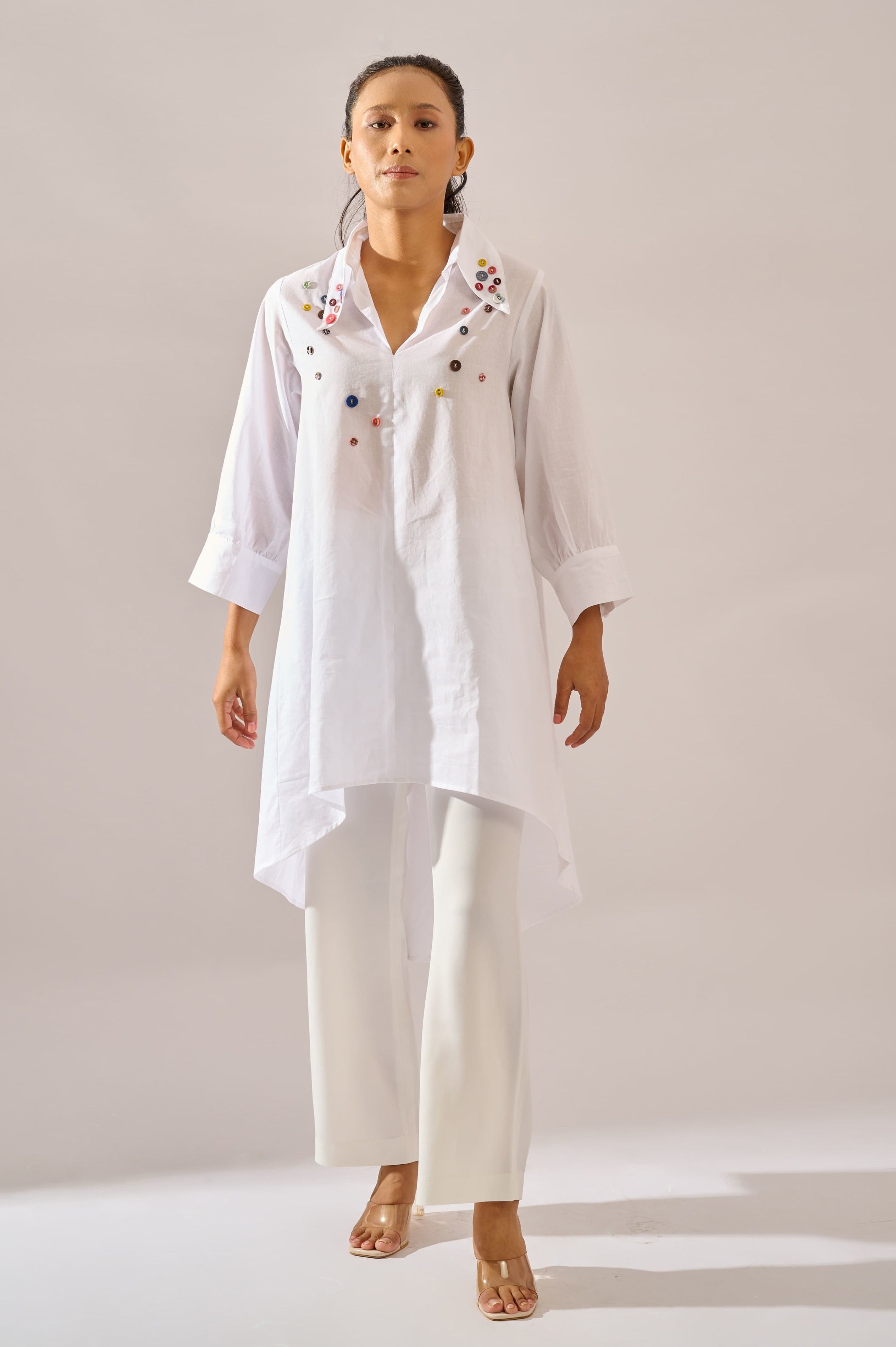 Speckled Top in white cotton — back view | Haus of Handmade