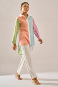 Mingle color block cotton shirt for women - Haus of Handmade handcrafted clothing India