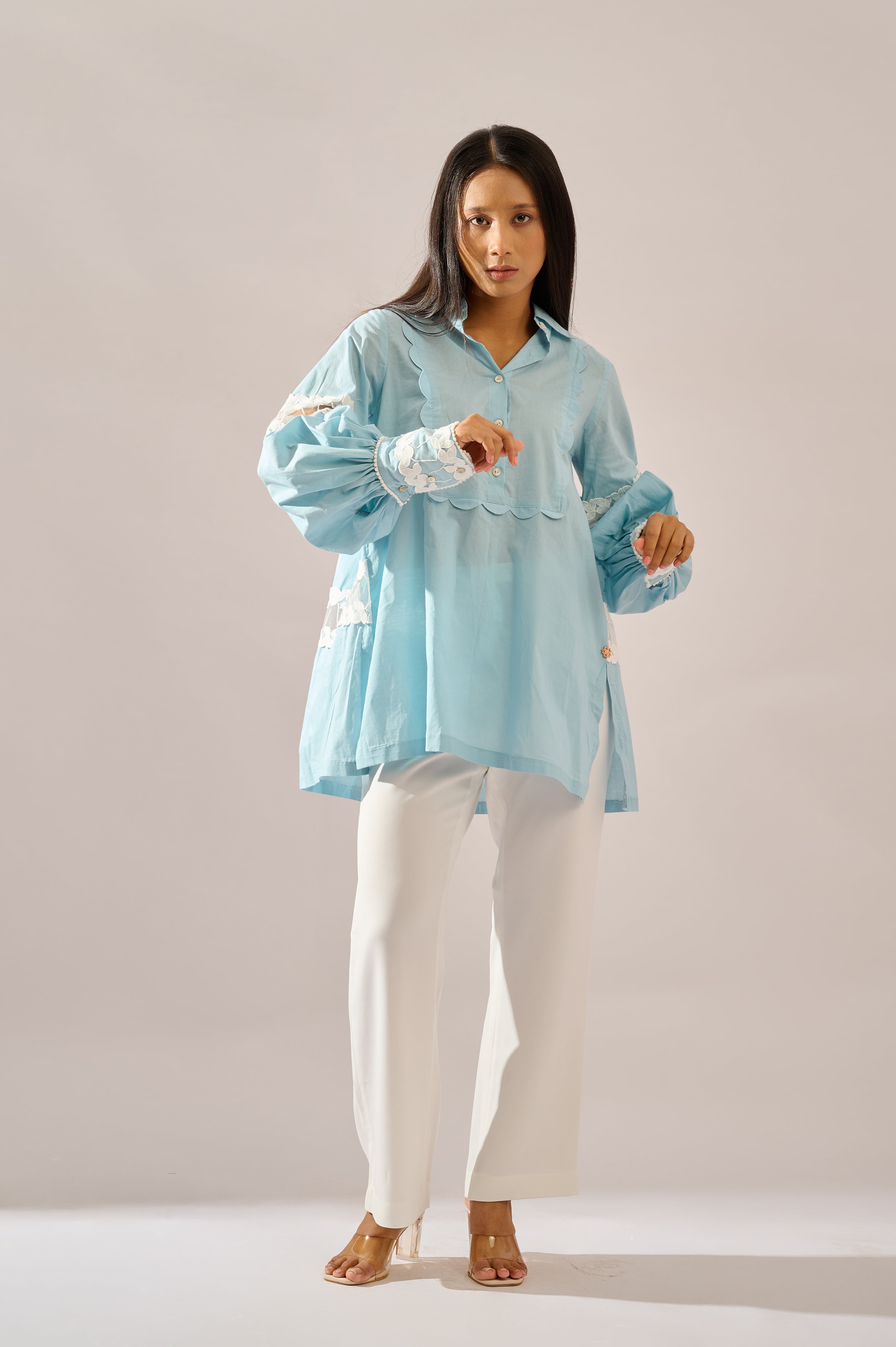 Dapper cotton shirt for women - Haus of Handmade handcrafted clothing India