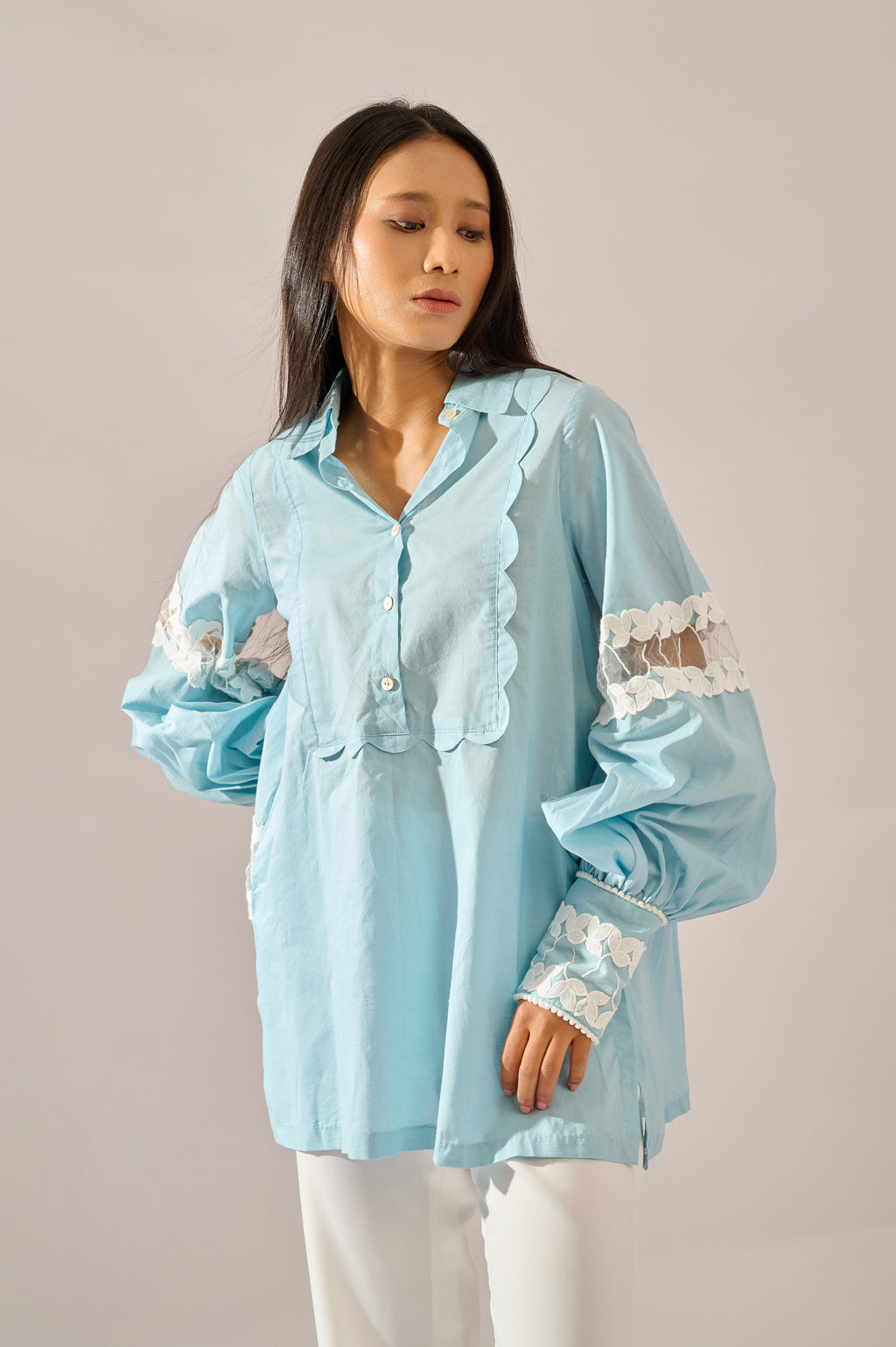 Dapper cotton shirt for women - Haus of Handmade handcrafted clothing India