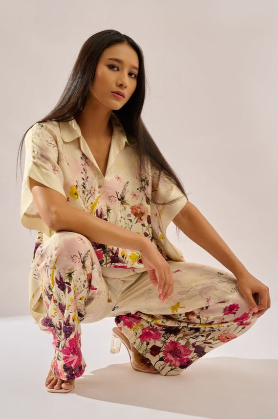 Bloom printed formal co-ord set for women - Haus of Handmade handcrafted clothing India