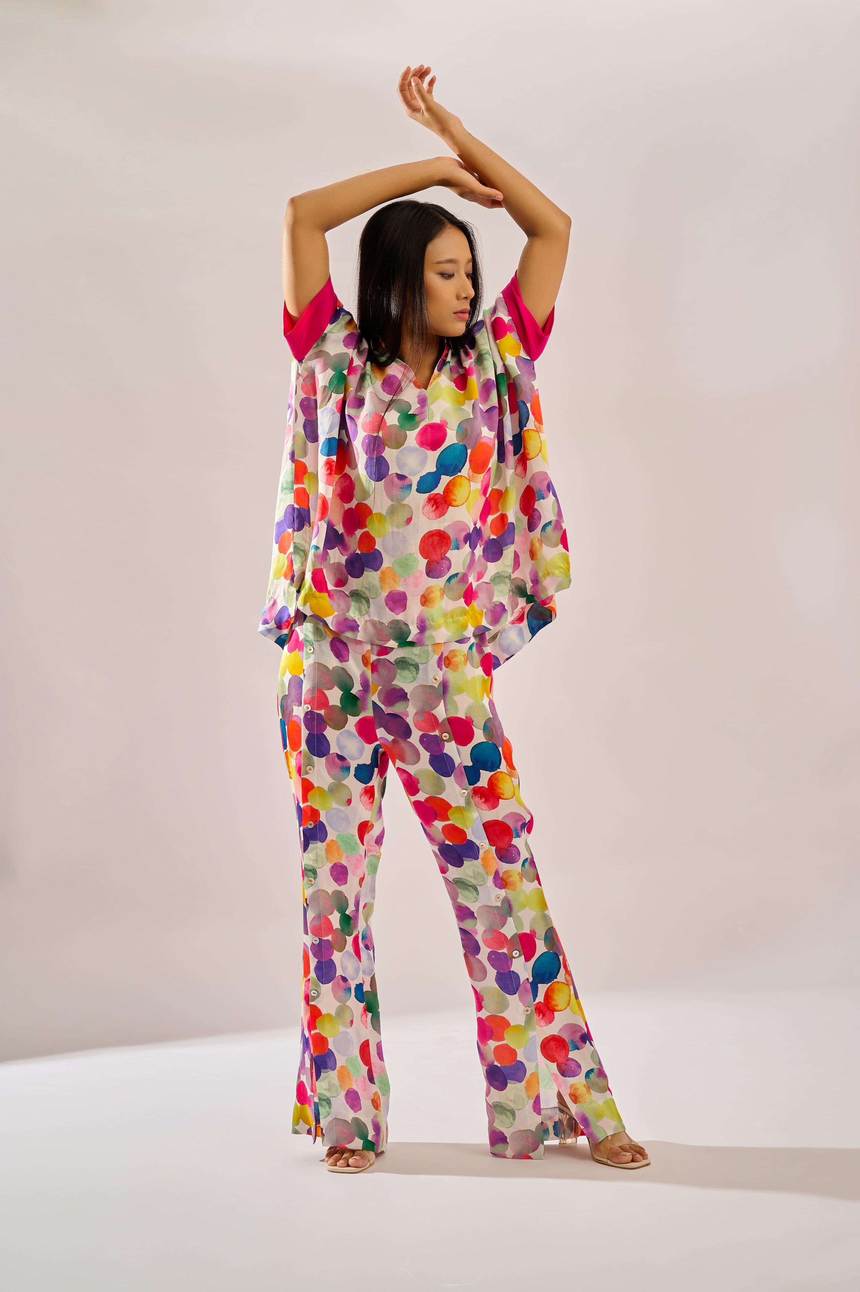 Polkaway printed co-ord set for women - Haus of Handmade handcrafted clothing India