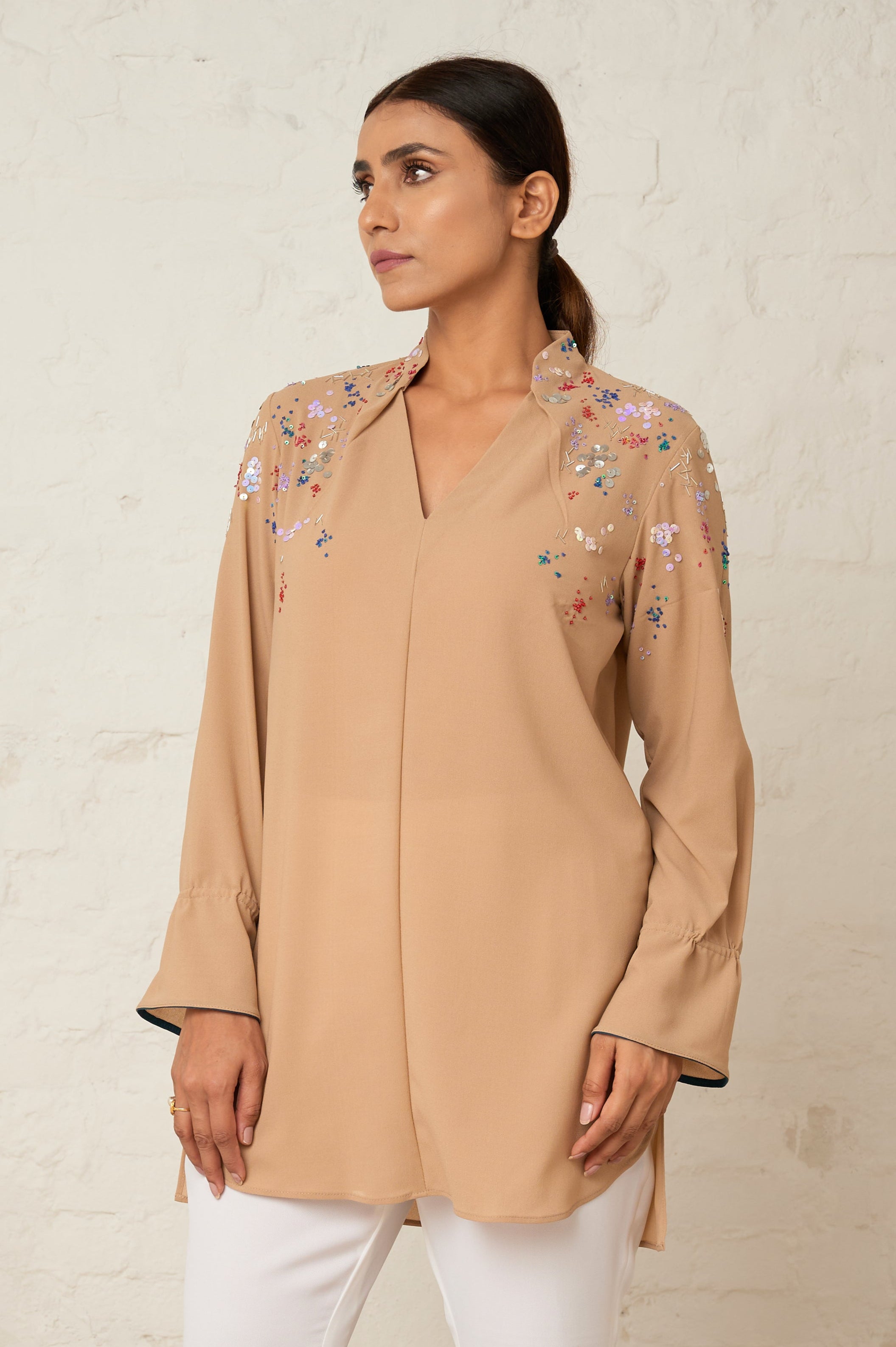 Sprinkle formal sequined top