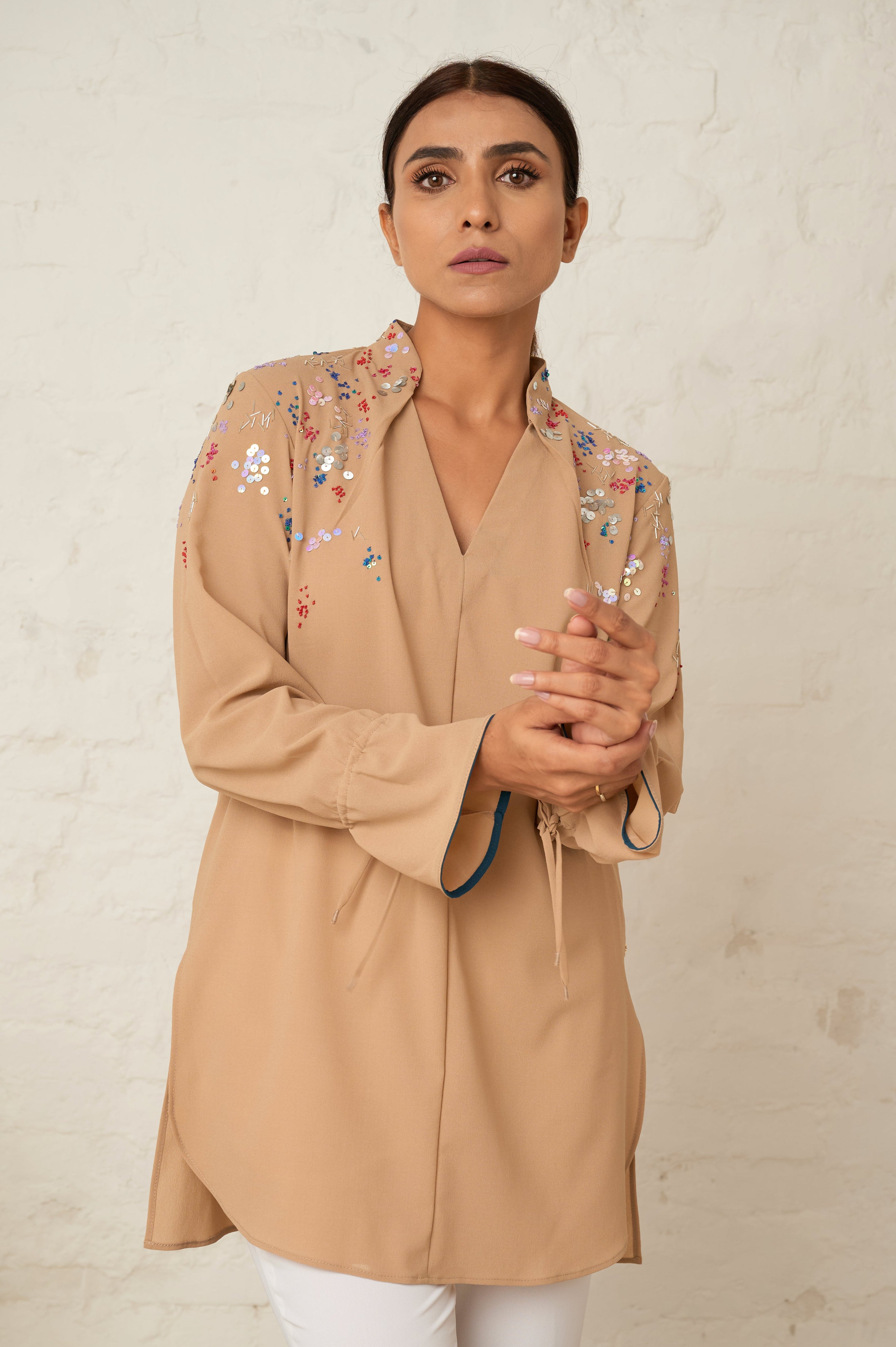 Sprinkle formal sequined top