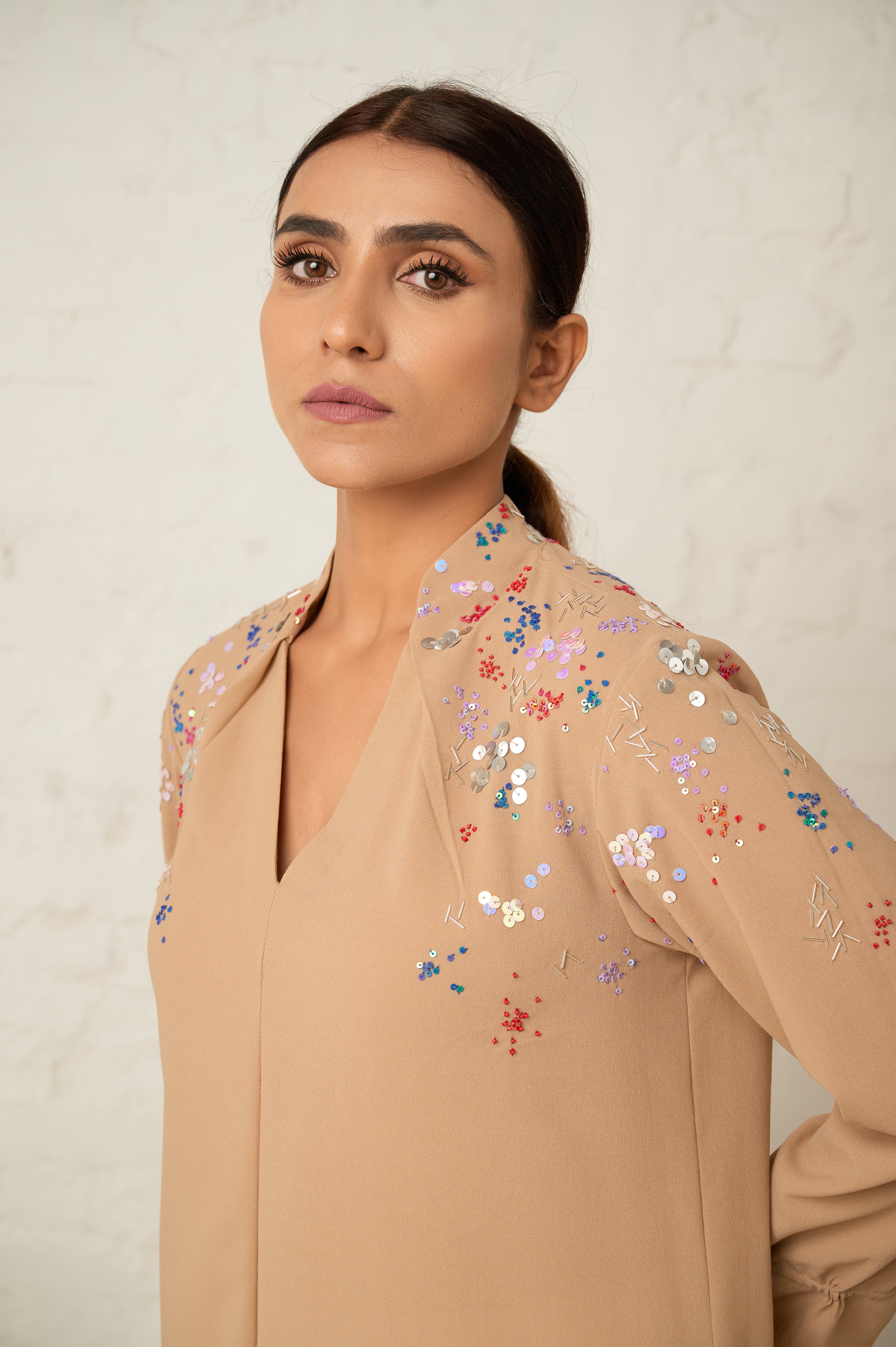 Sprinkle formal sequined top