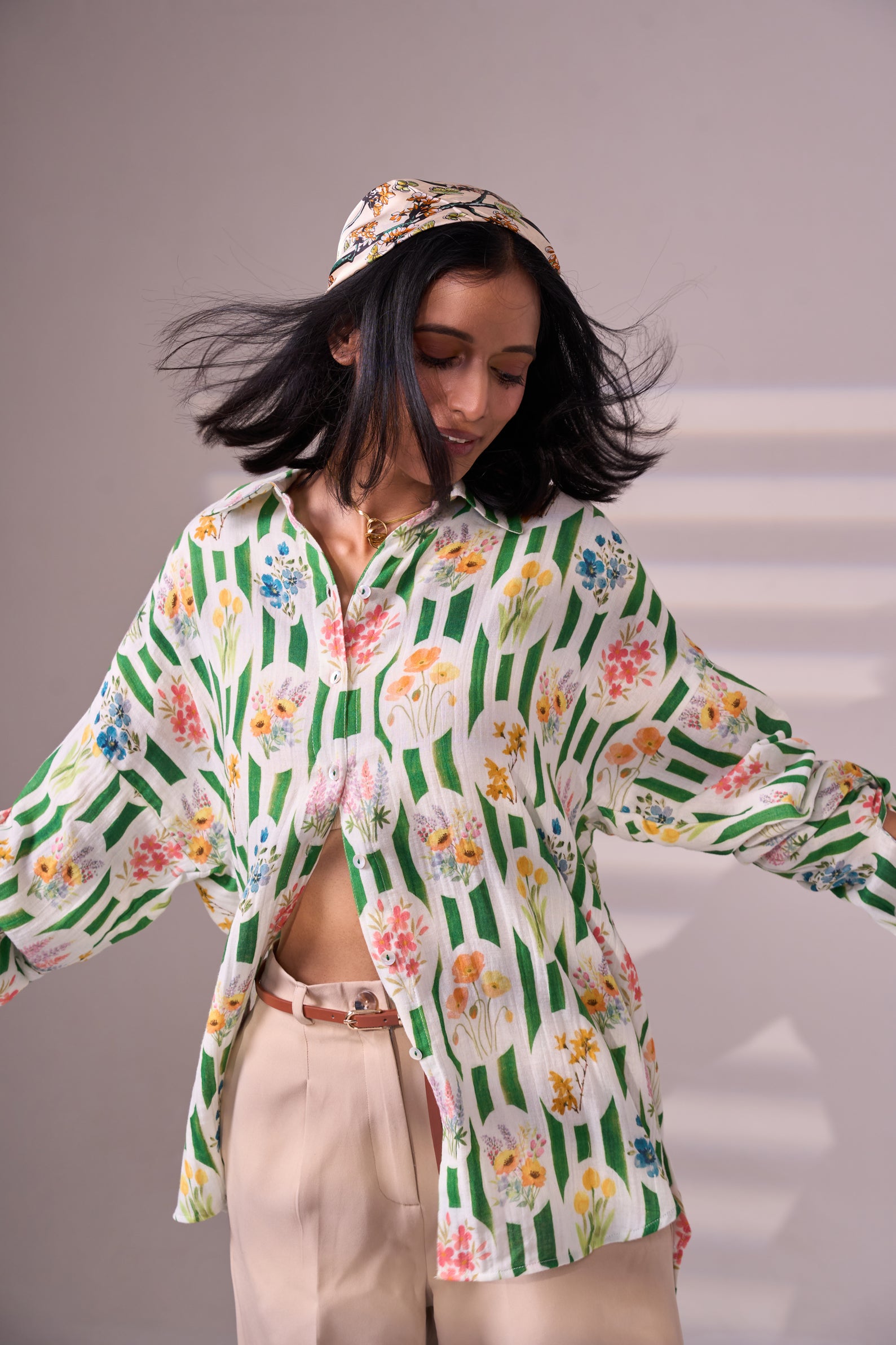 SKIN green cotton shirt
