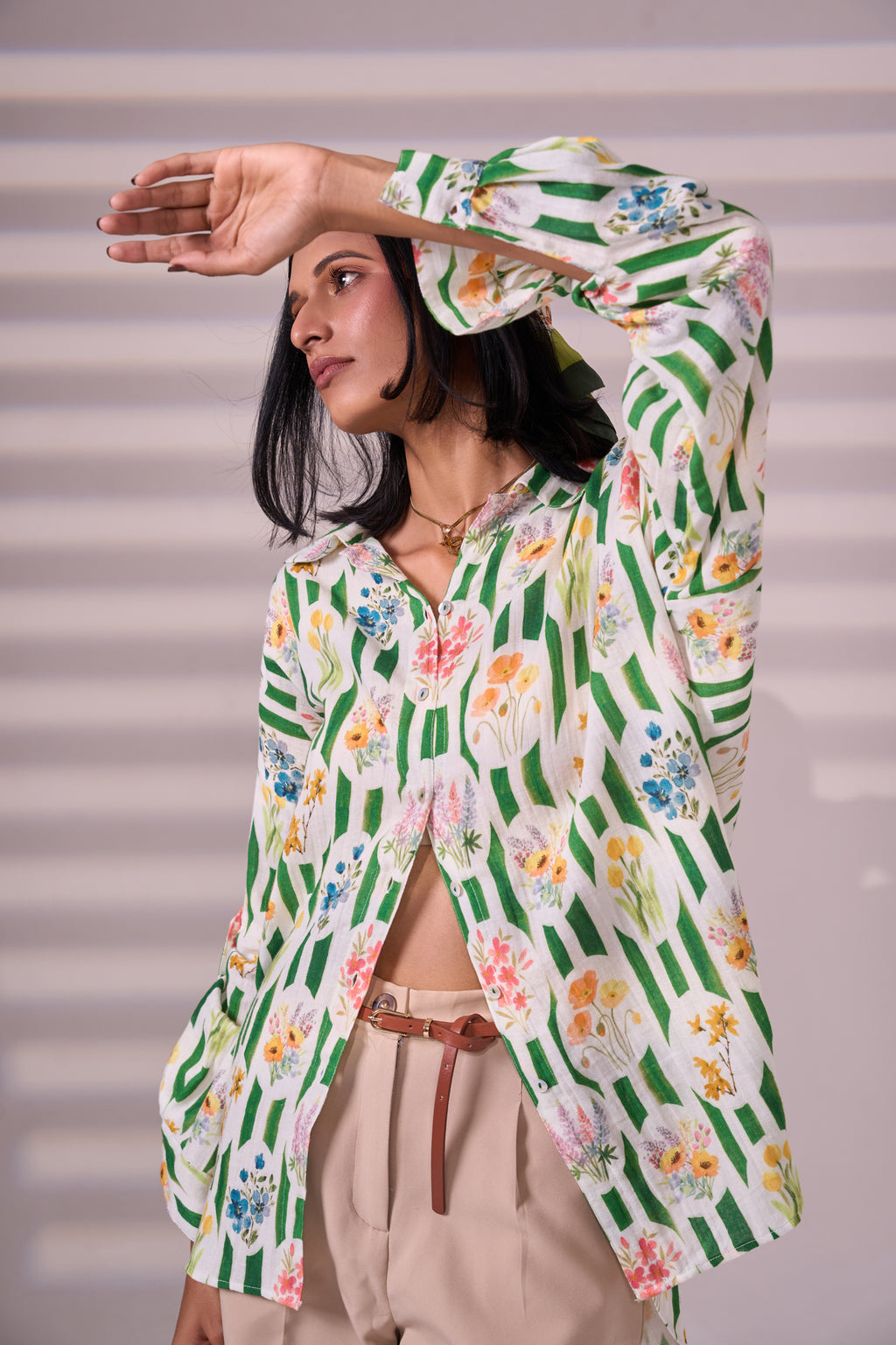 SKIN green cotton shirt