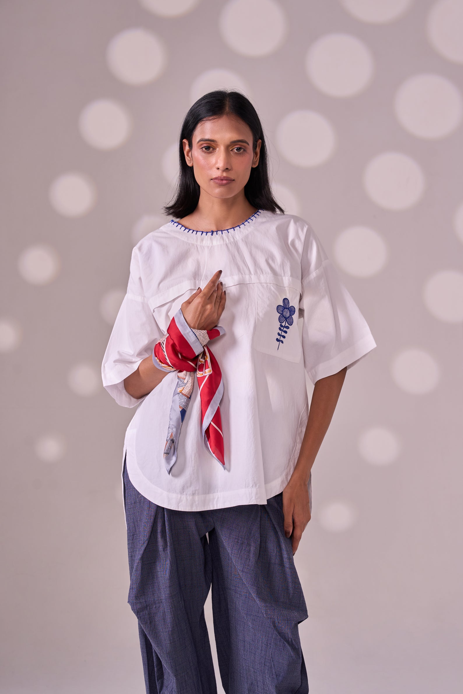 BLANKET STITCH cotton shirt