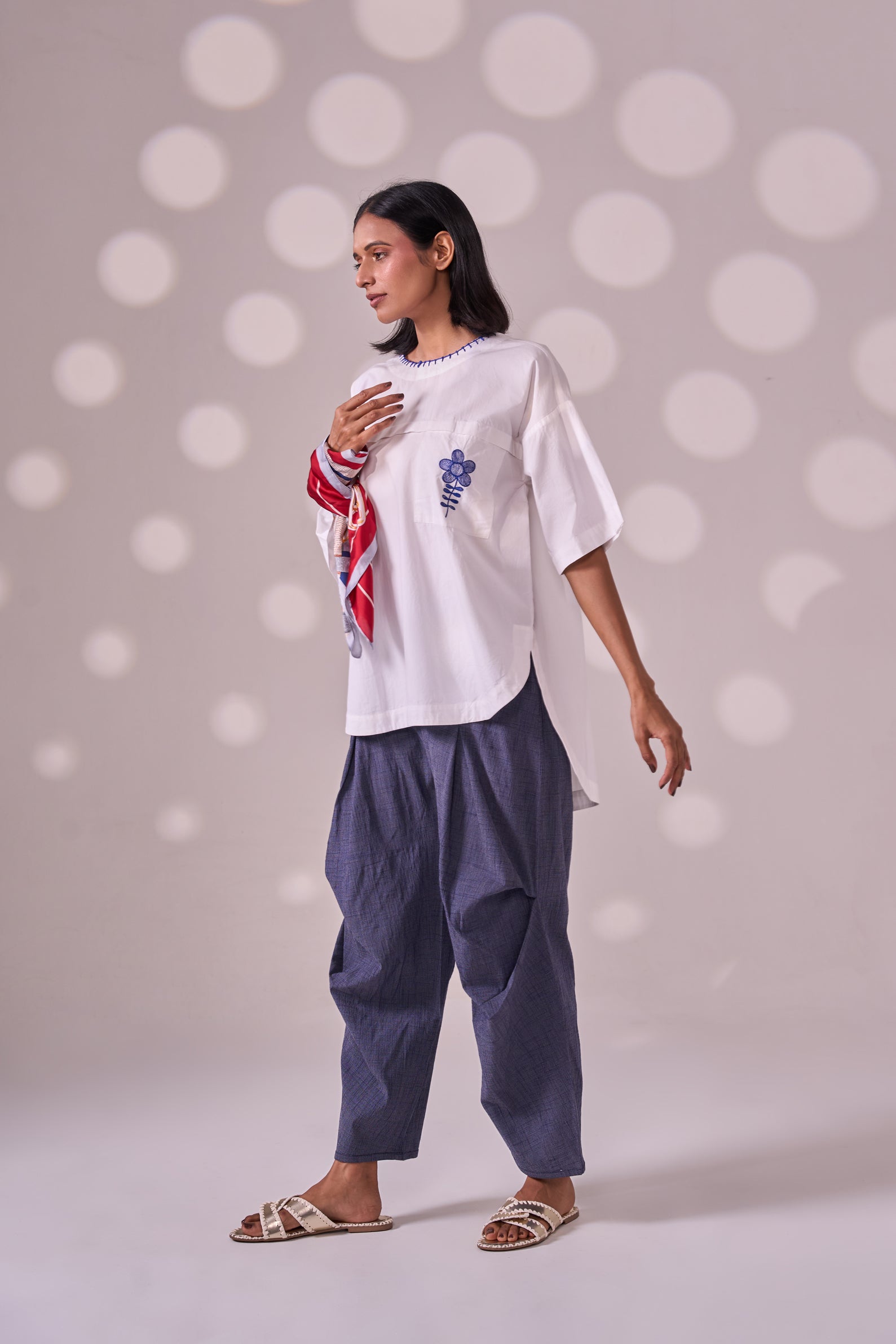 BLANKET STITCH cotton shirt