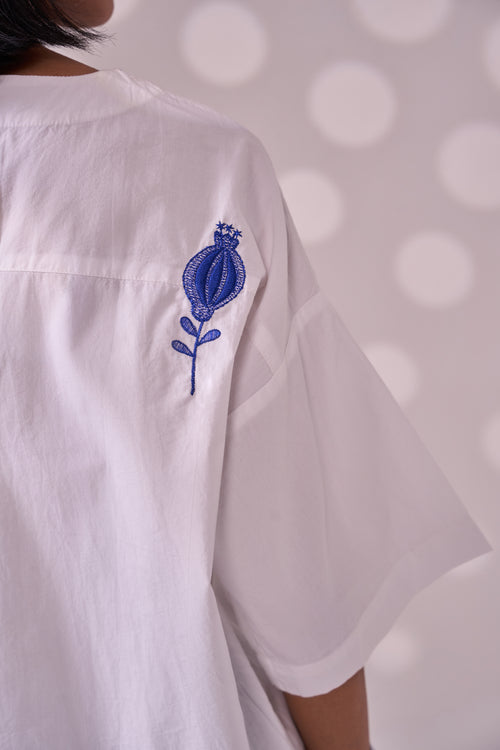 BLANKET STITCH cotton shirt