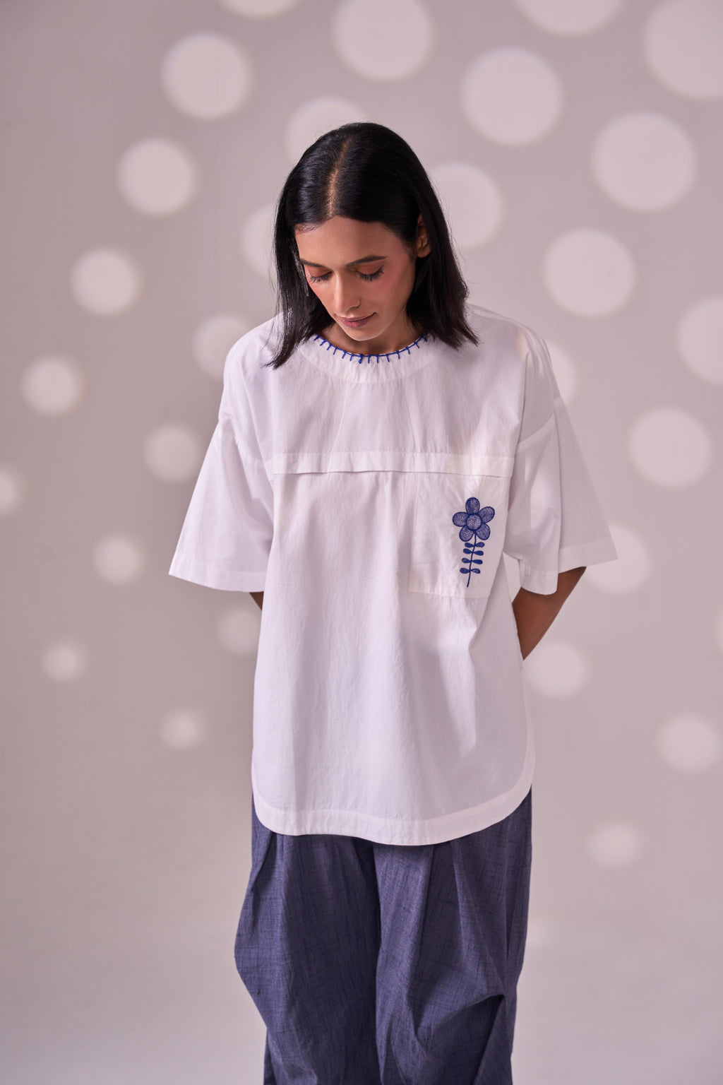 BLANKET STITCH cotton shirt