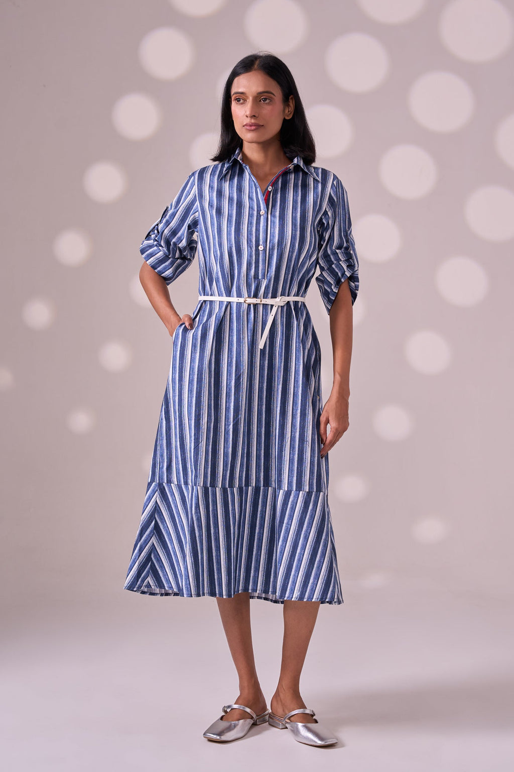 BLUE STRIPE COTTON DRESS