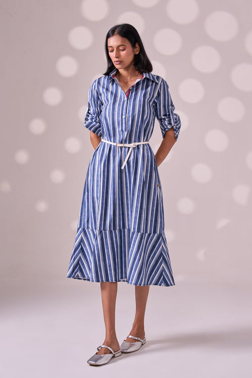 BLUE STRIPE COTTON DRESS