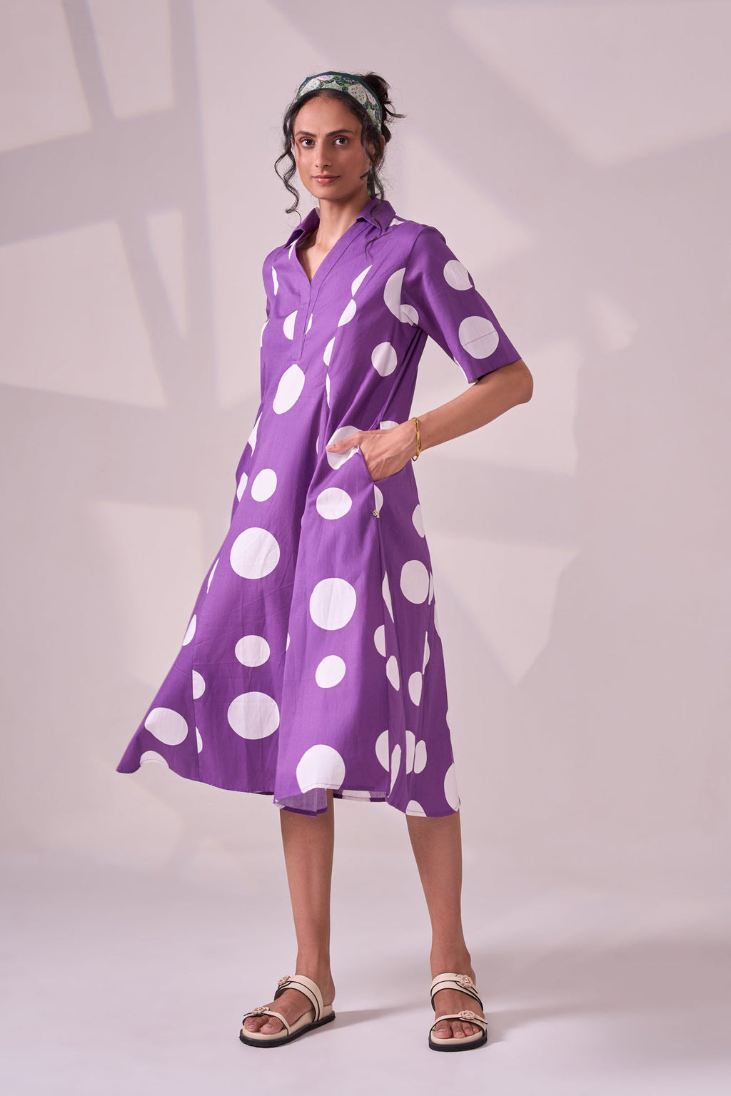 PURPLE POLKA cotton dress