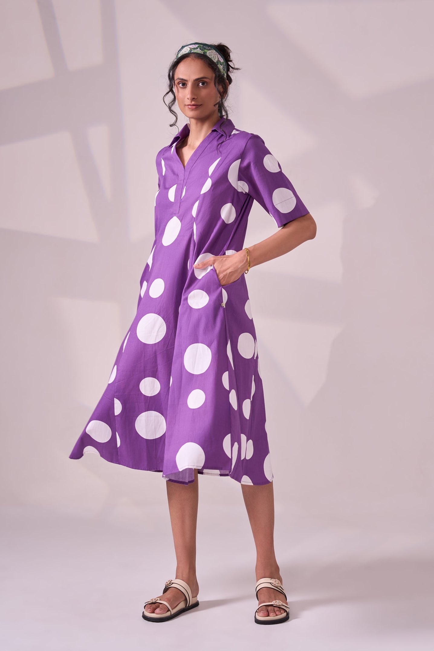 PURPLE POLKA cotton dress