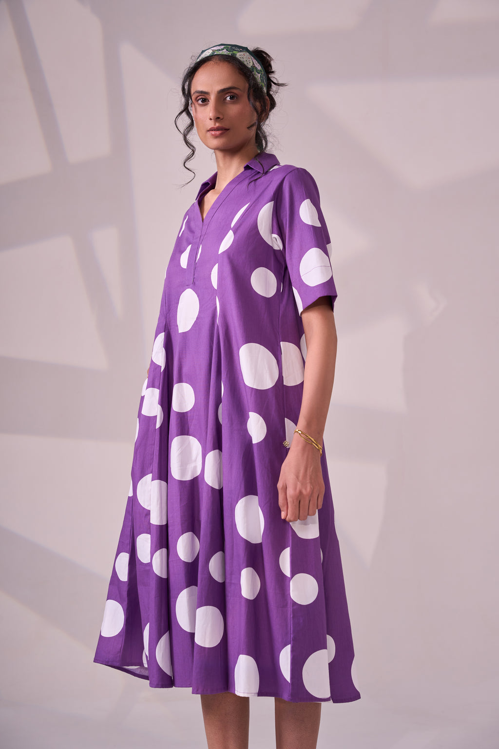 PURPLE POLKA cotton dress
