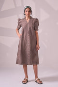 BROWN POLKA cotton dress