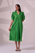 GREEN POLKA cotton dress