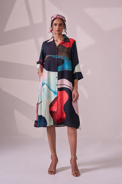 ABSTRACT A-LINE DRESS — front view | Haus of Handmade