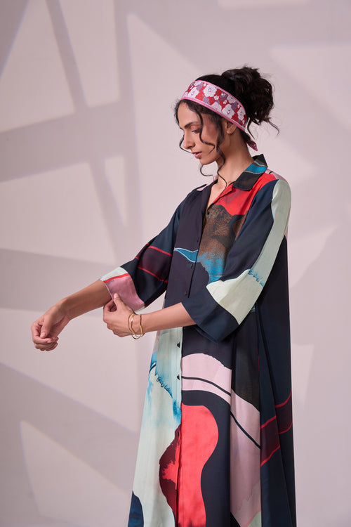 ABSTRACT A-LINE DRESS — back view, handcrafted women's dress | Haus of Handmade