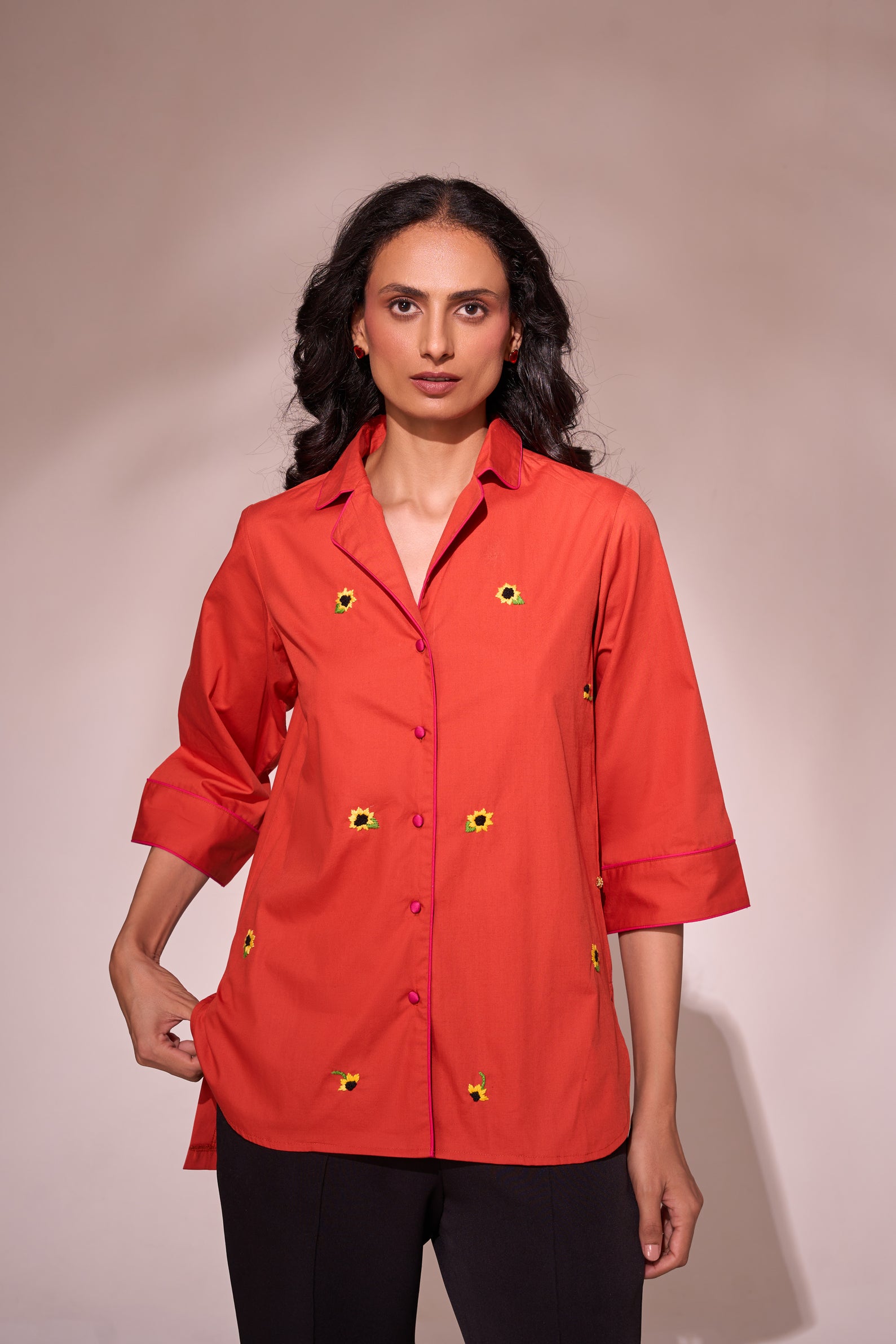 RUST SUNFLOWER cotton shirt