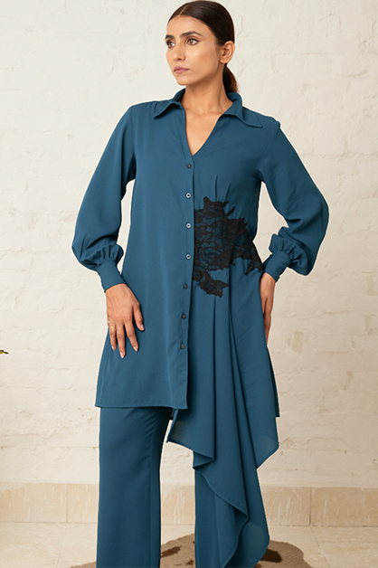 Asymmetry formal co-ord set — side view | Haus of Handmade