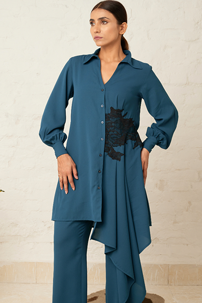 Asymmetry formal shirt for women - Haus of Handmade handcrafted clothing India
