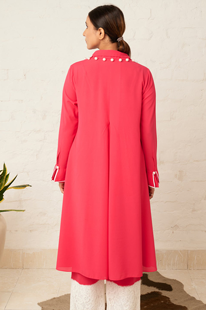 Pearly high-low co-ord tunic set for women — styled view, occasion wear — Haus of Handmade