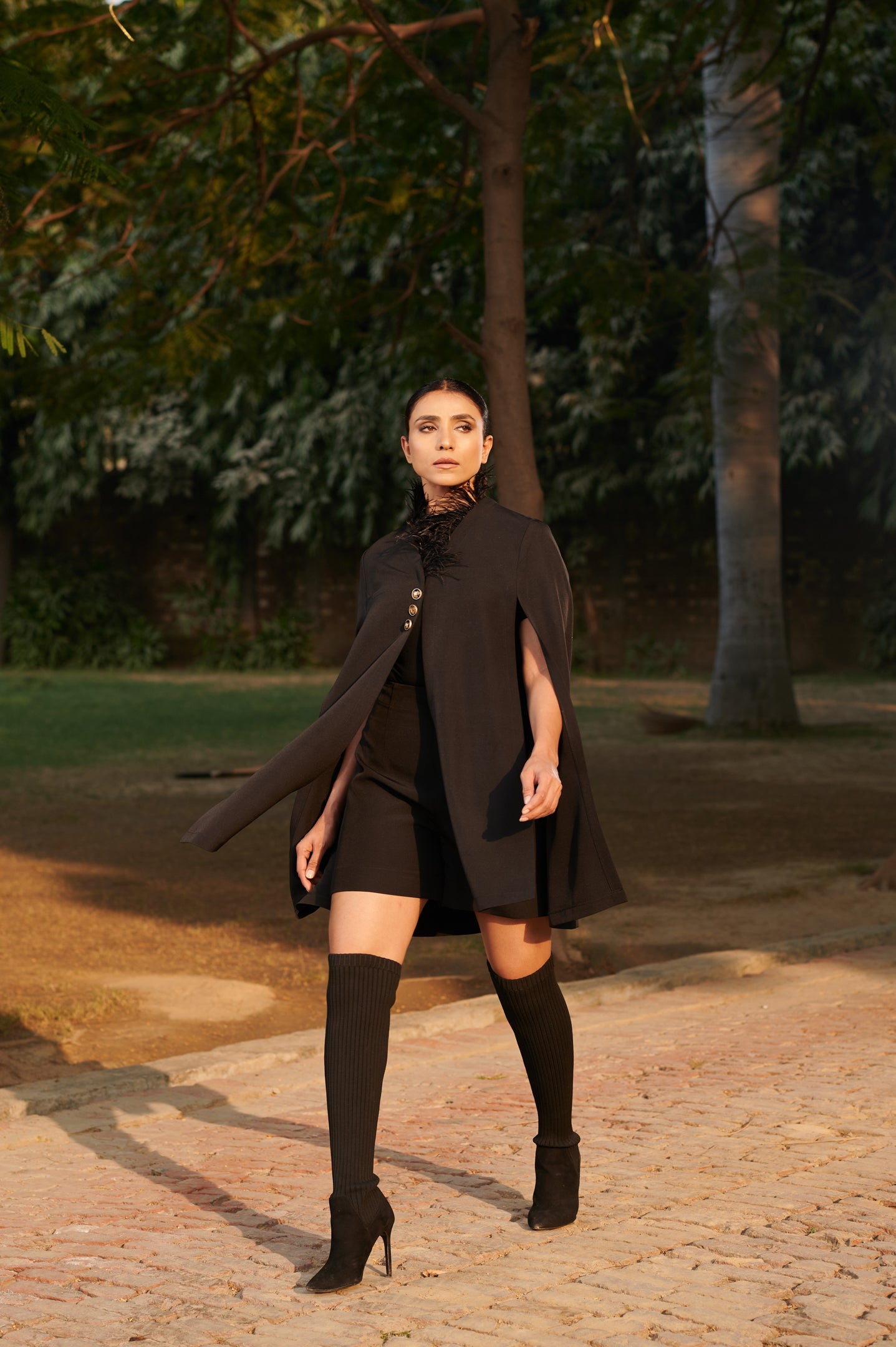 fur cape co-ord