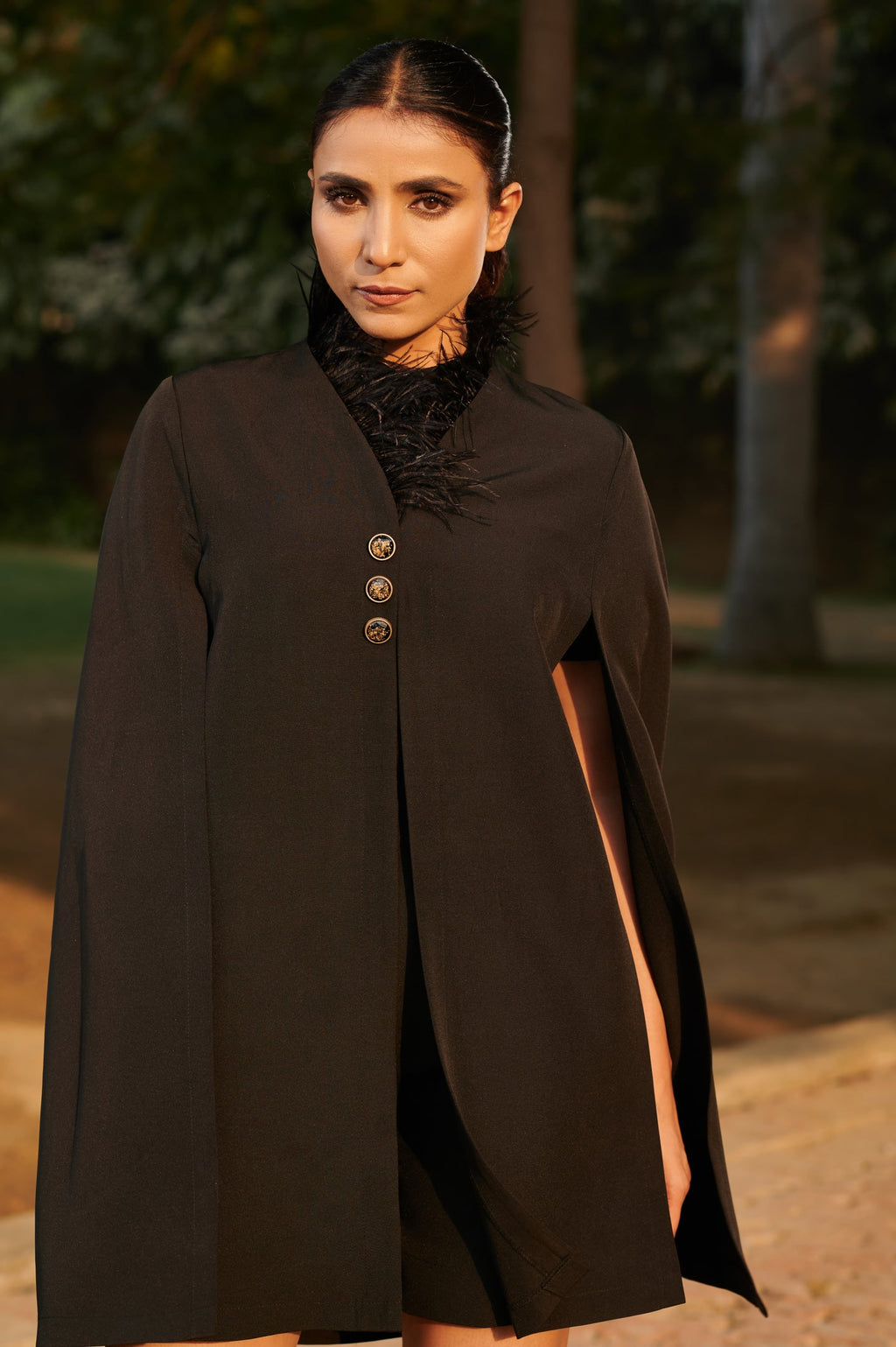 Fur cape formal — side view | Haus of Handmade