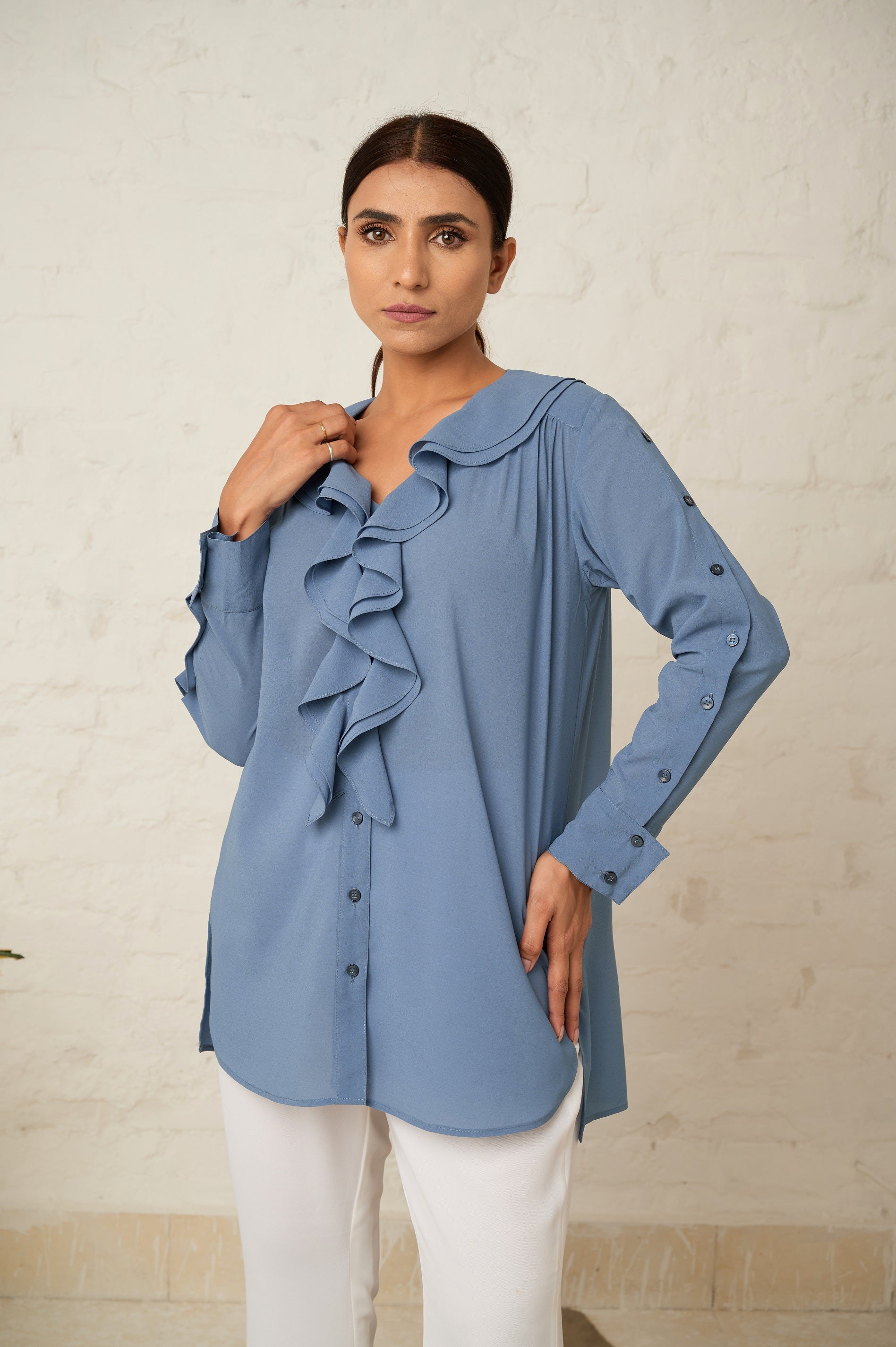 Ruffle formal shirt - Hausofhandmade
