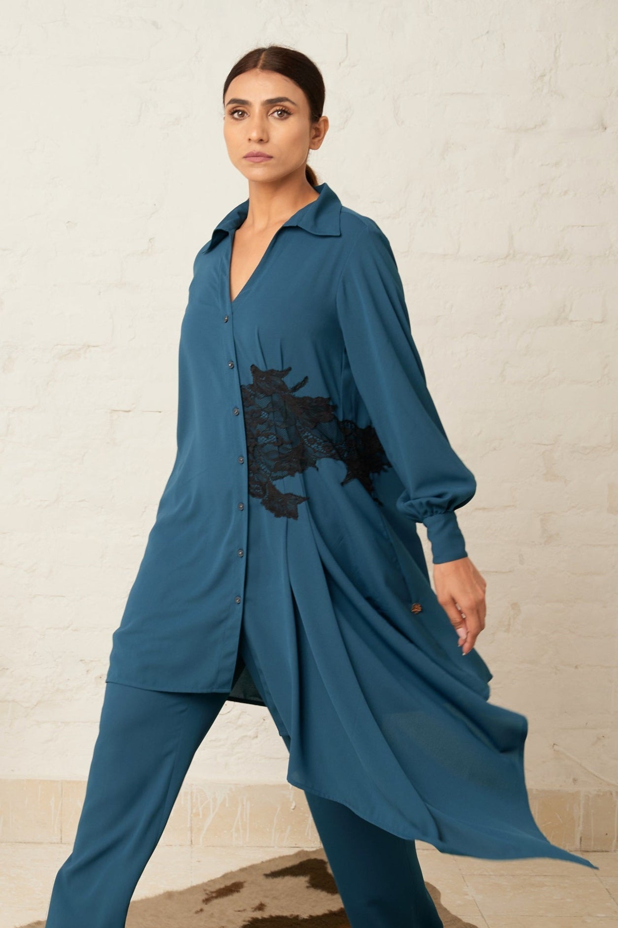 Asymmetry formal shirt for women - Haus of Handmade handcrafted clothing India