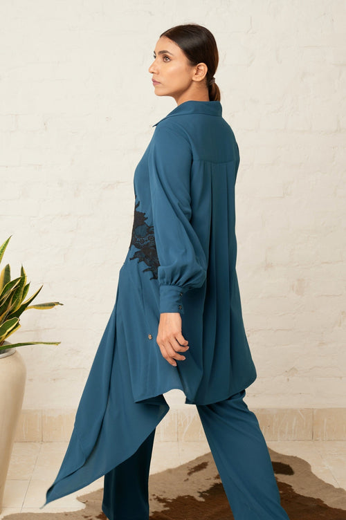 Asymmetry formal shirt for women - Haus of Handmade handcrafted clothing India